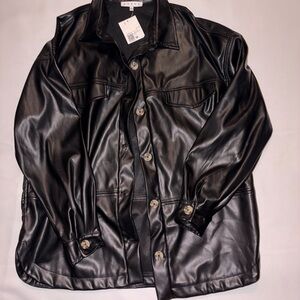 HYFVE Black Faux Leather Shirt